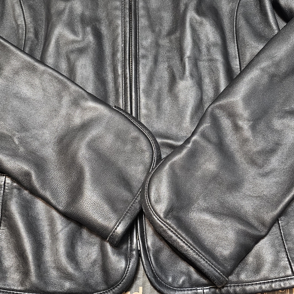 Valerie Stevens Black Leather Zip Up Moto Jacket Women’s Size M - Picture 3 of 12